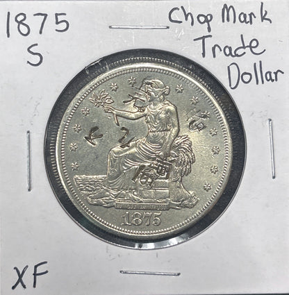 1875-S Trade Dollar XF (Chop Marks) 7369.D45-B — Obverse