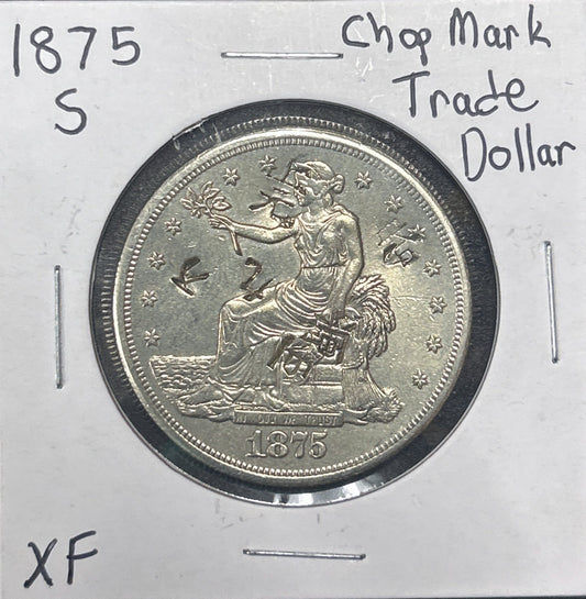 1875-S Trade Dollar XF (Chop Marks) 7369.D45-B — Obverse