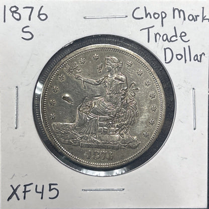 1876-S Trade Dollar XF45 Chop Mark 7377.45-A — Obverse