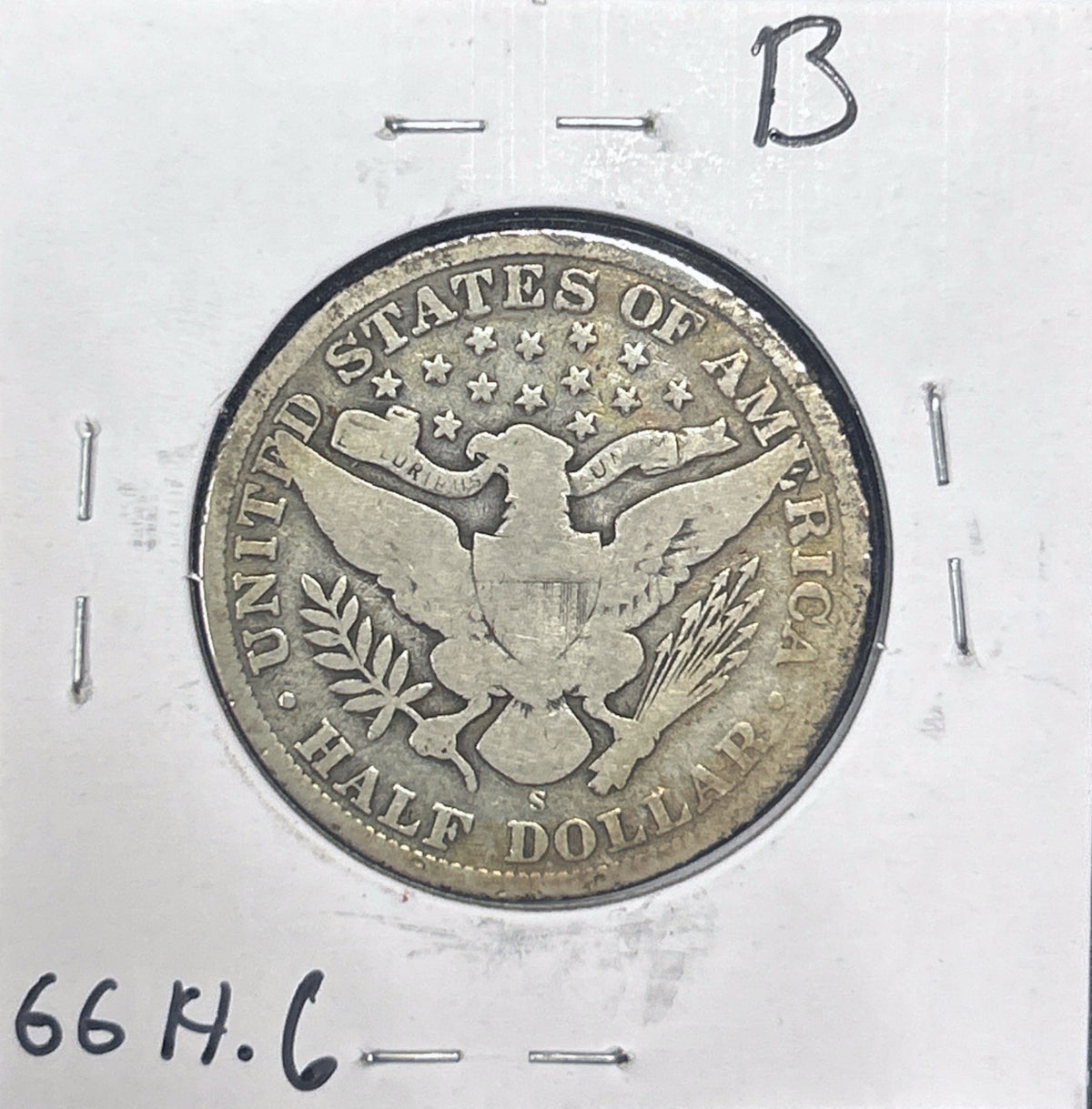 1908-S Barber Half Dollar G-6 6614.6-B — Reverse