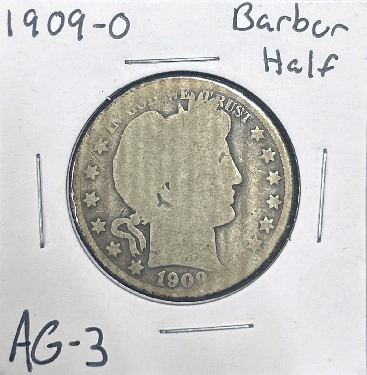 1909-O Barber Half Dollar AG-3 6615.3-A — Obverse