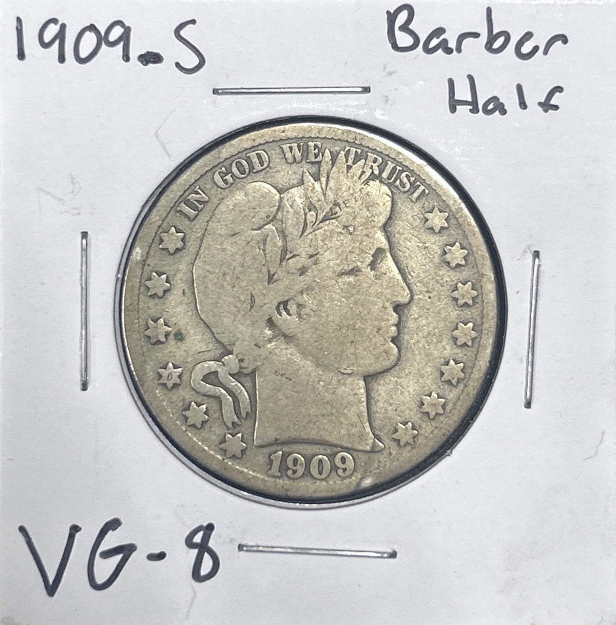 1909-S Barber Half Dollar VG-8 6616.8-B — Obverse