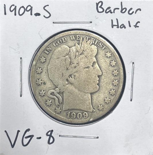 1909-S Barber Half Dollar VG-8 6616.8-B — Obverse