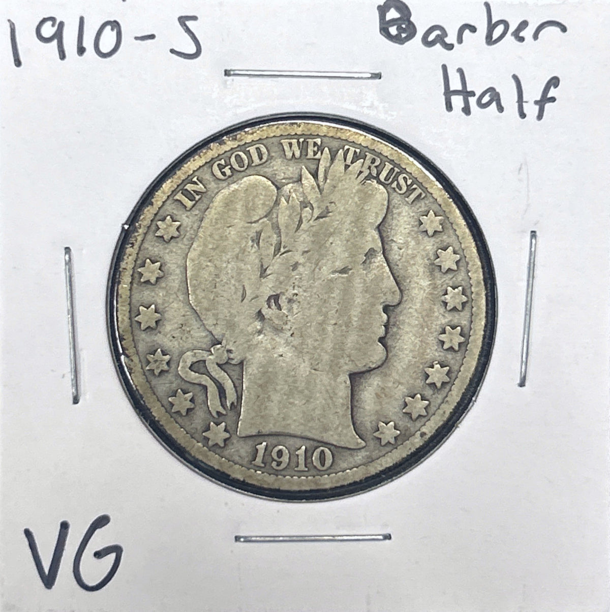1910-S Barber Half Dollar VG 6617.D8-A — Obverse