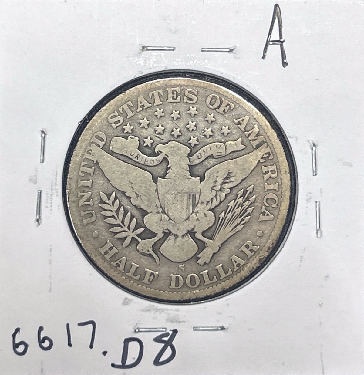 1910-S Barber Half Dollar VG 6617.D8-A — Reverse