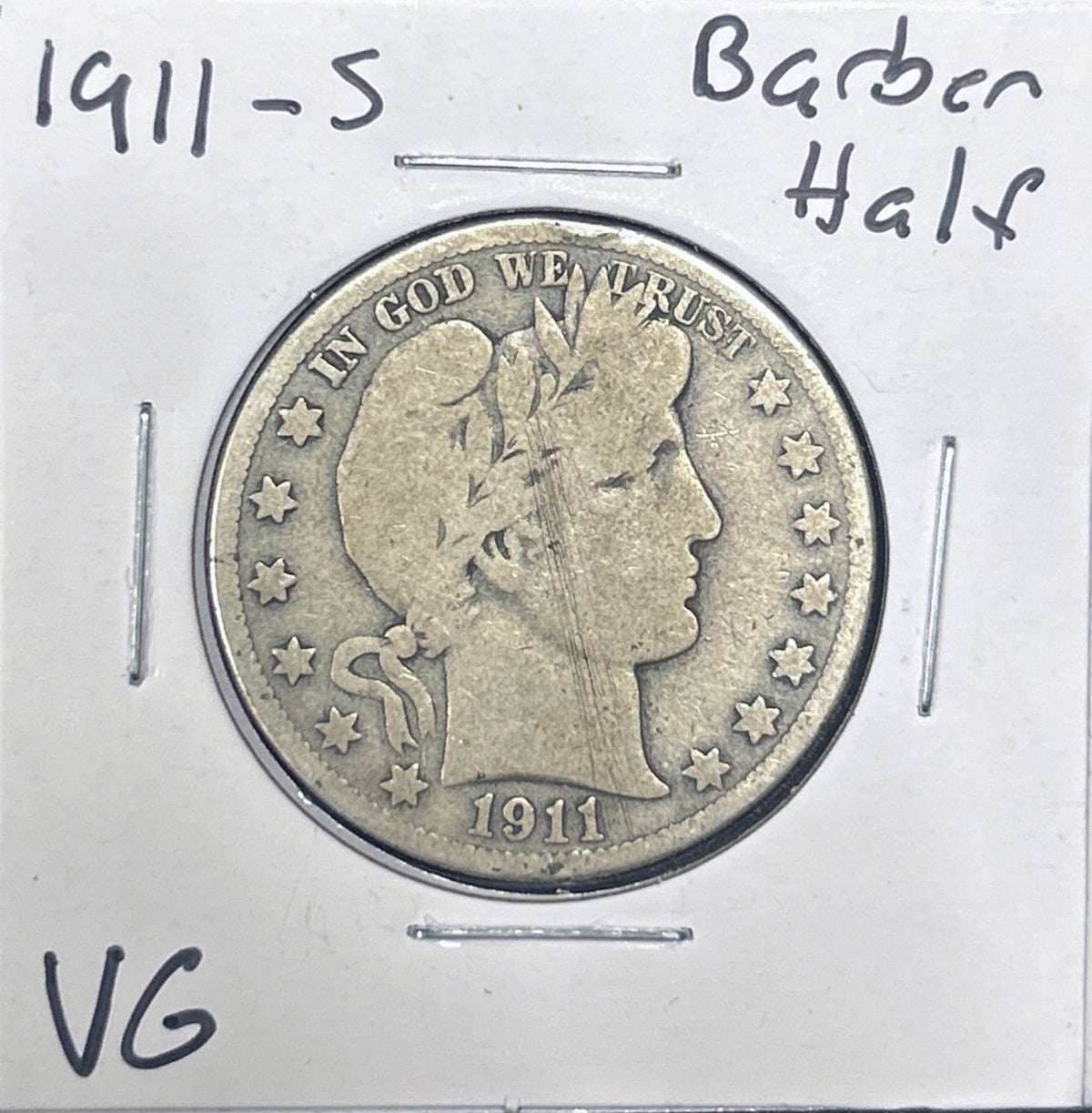 1911-S Barber Half Dollar VG 6619.D8-A — Obverse
