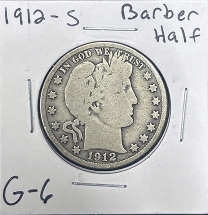 1912-S Barber Half Dollar G-6 6621.6-A — Obverse