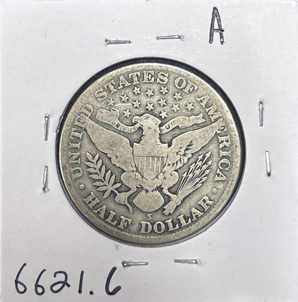 1912-S Barber Half Dollar G-6 6621.6-A — Reverse