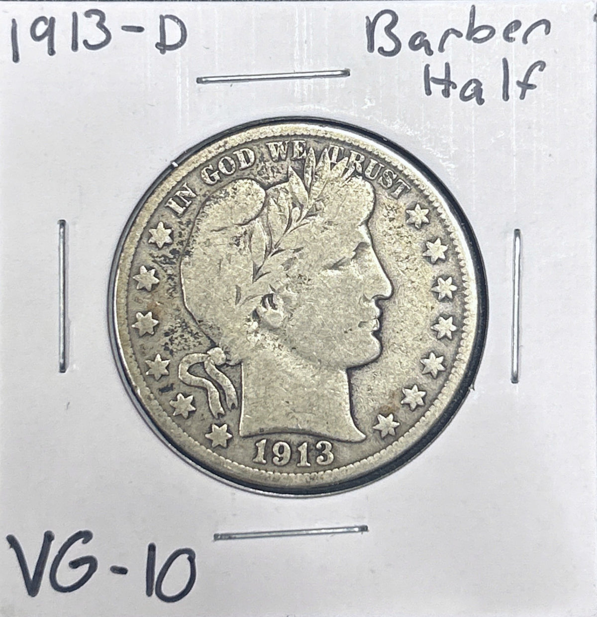 1913-D Barber Half Dollar VG-10 6622.10-A — Obverse
