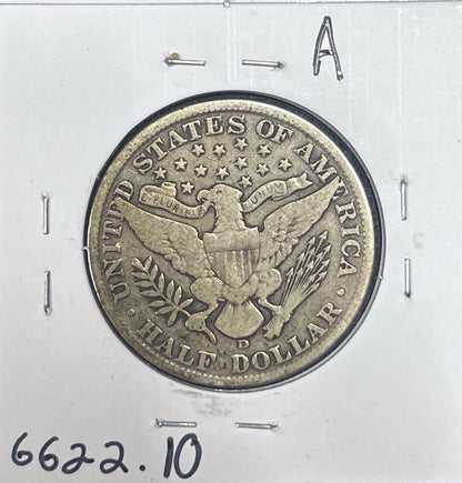 1913-D Barber Half Dollar VG-10 6622.10-A — Reverse
