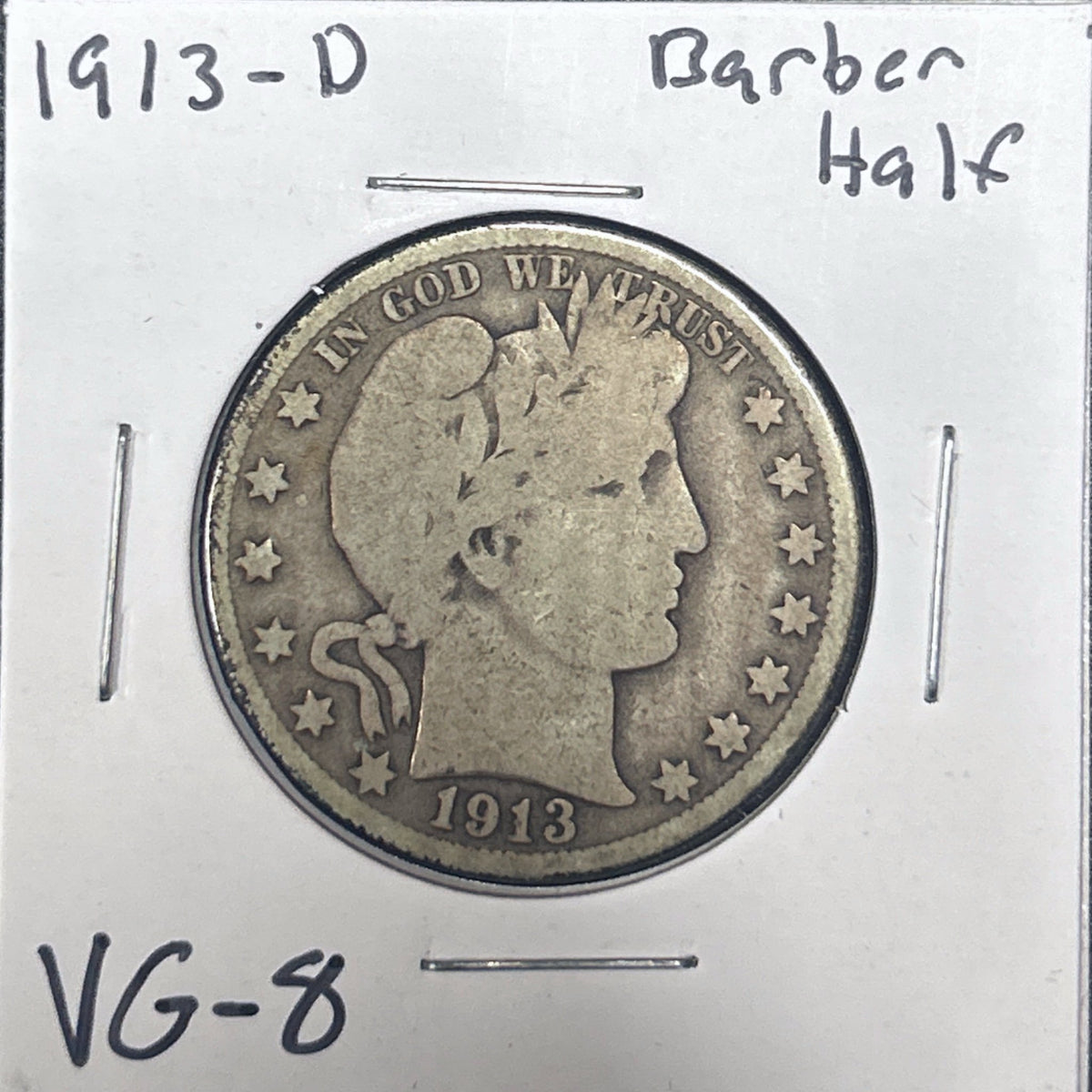 1913-D Barber Half Dollar VG-8 6622.8-A — Obverse