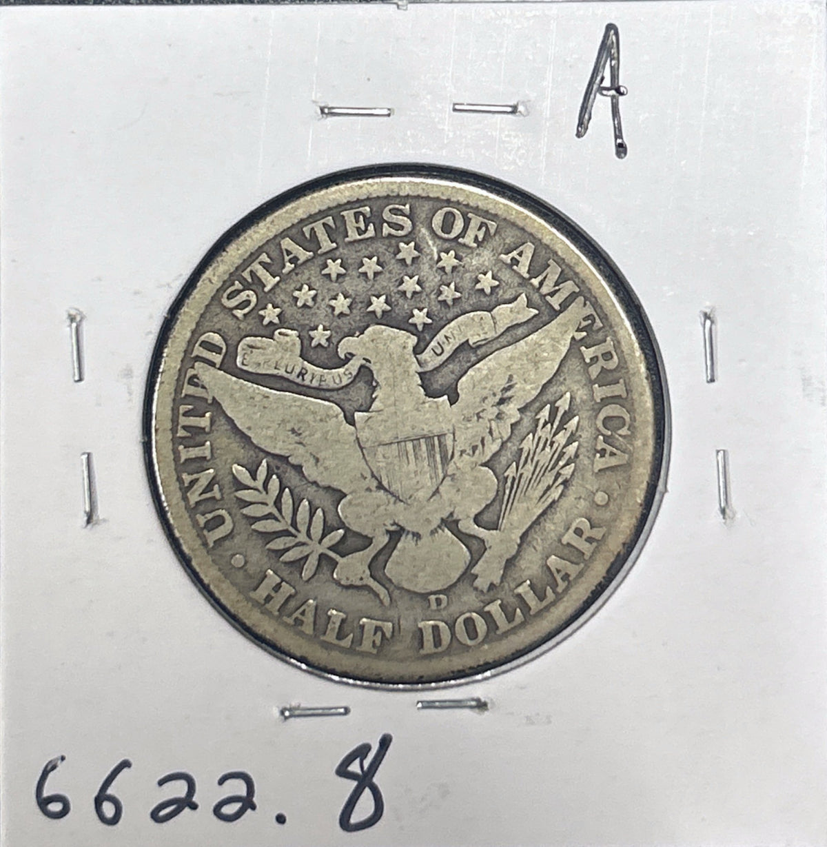 1913-D Barber Half Dollar VG-8 6622.8-A — Reverse