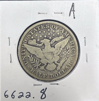 1913-D Barber Half Dollar VG-8 6622.8-A — Reverse