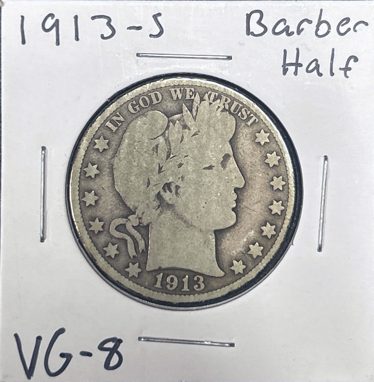 1913-S Barber Half Dollar VG-8 6623.8-A — Obverse