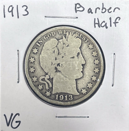 1913 Barber Half Dollar VG 6574.D8-A — Obverse