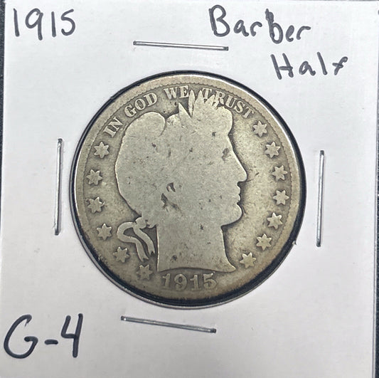 1915 Barber Half Dollar G-4 6576.4-A — Obverse