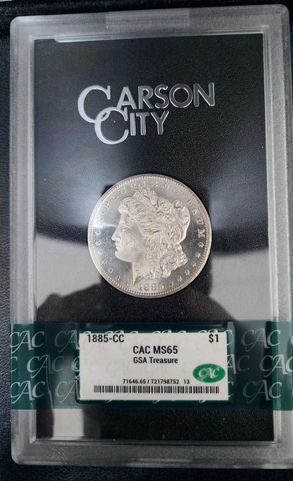 1885-CC Morgan Dollar $1 CAC MS65 GSA Treasure 71646.65-72179875213 — Obverse
