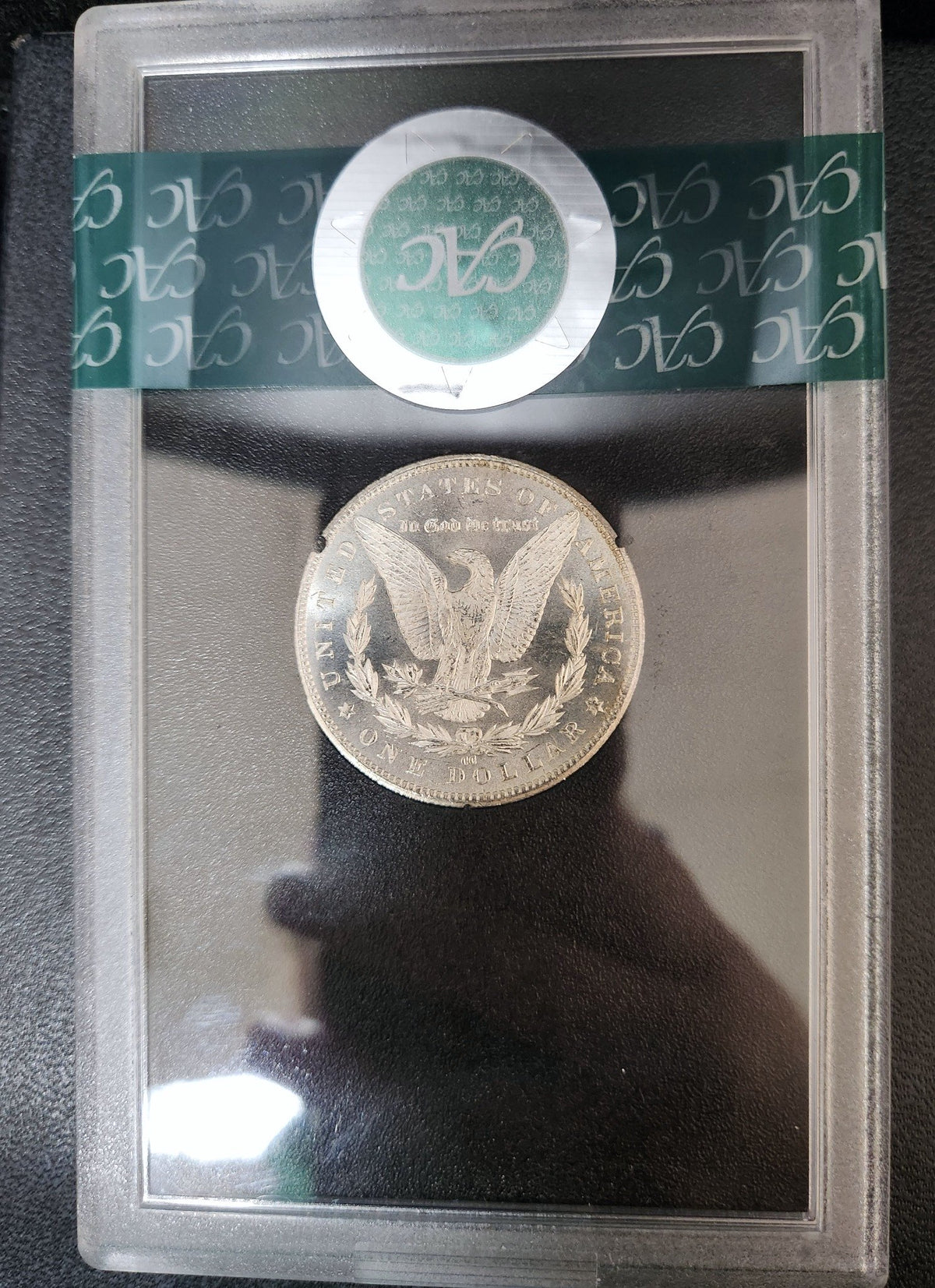 1885-CC Morgan Dollar $1 CAC MS65 GSA Treasure 71646.65-72179875213 — Reverse