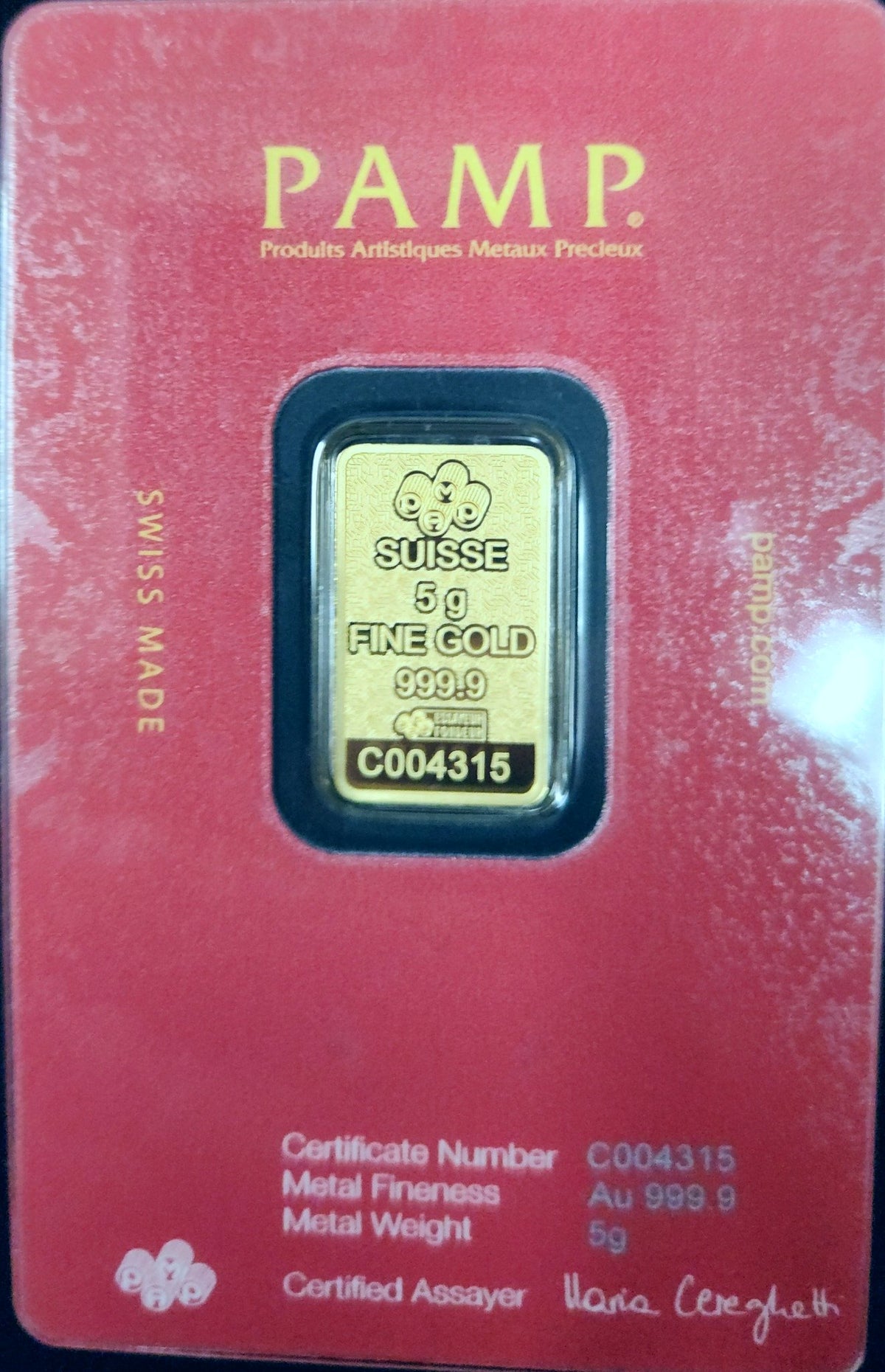 PAMP Suisse Arabian Camel 5g Fine Gold 999.9 Bar With Pendant & Gift Box 6J7U — Holder