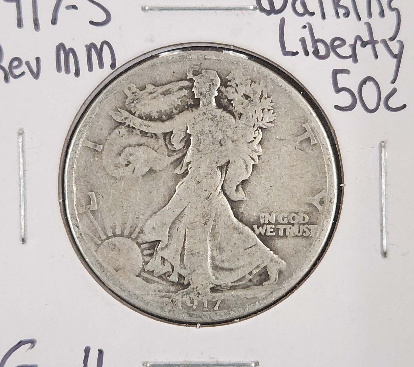 1917-S Rev MM Walking Liberty Half G-4 — Obverse