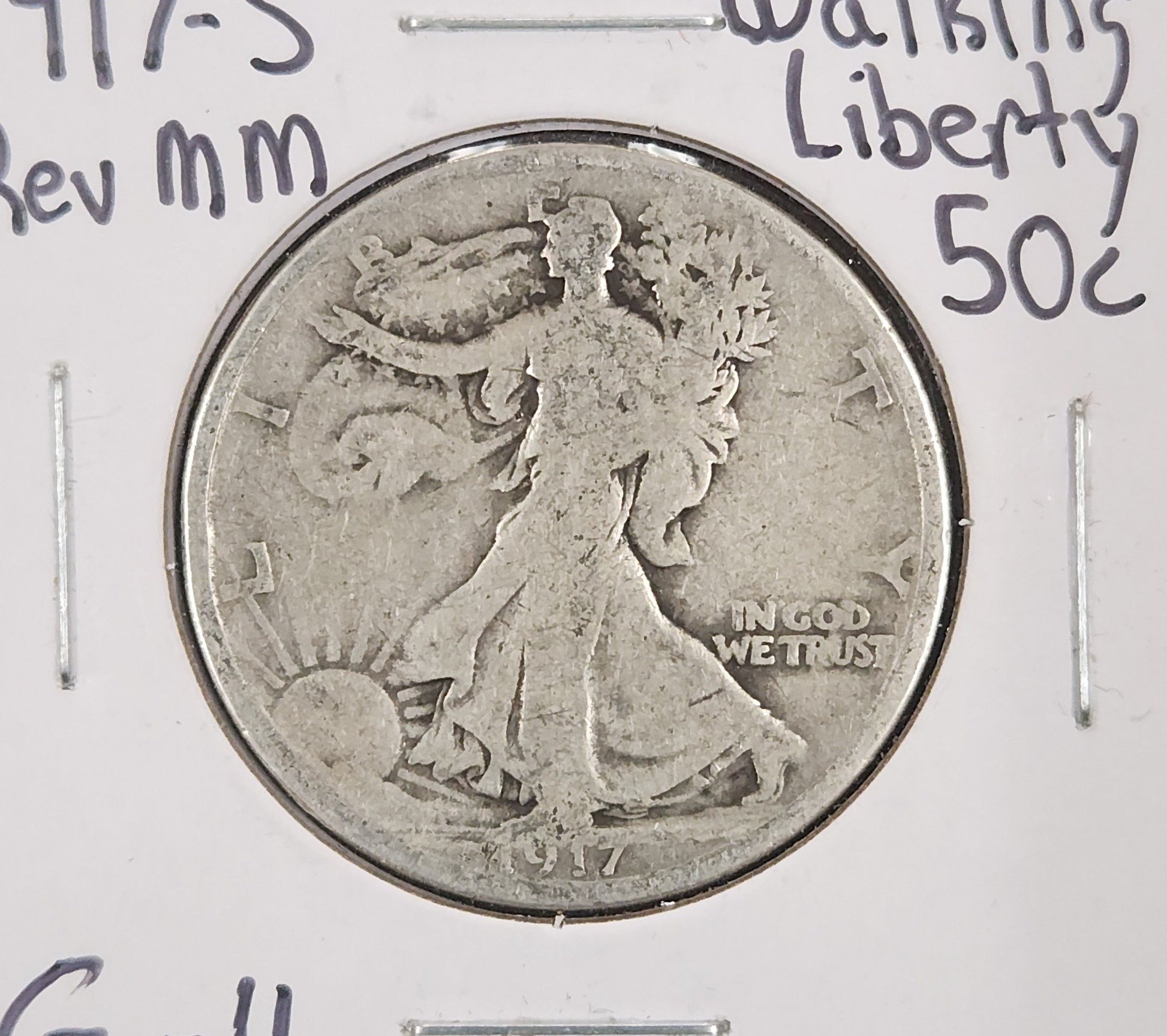 1917-S Rev MM Walking Liberty Half G-4 — Obverse