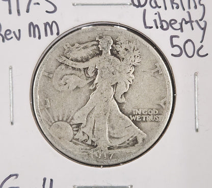 1917-S Rev MM Walking Liberty Half G-4 — Obverse