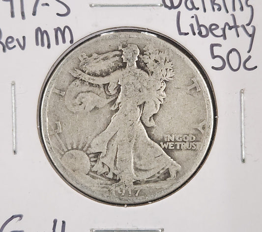 1917-S Rev MM Walking Liberty Half G-4 — Obverse