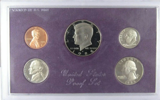 1986-S United States Proof Set (5 Coins) OGP 11004.OGP — Reverse