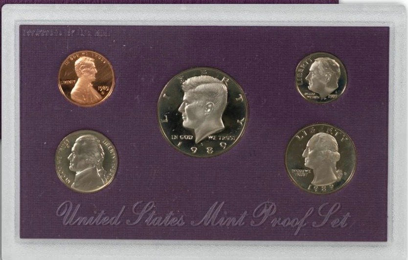 1989-S United States Mint Proof Set (5 Coins) 11010.OGP — Reverse