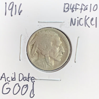 1916 Buffalo Nickel - Acid Date - Good 3081.D4-A — Obverse