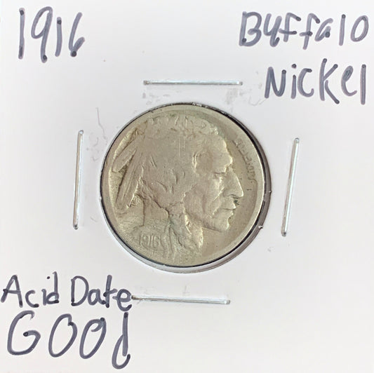1916 Buffalo Nickel - Acid Date - Good 3081.D4-A — Obverse