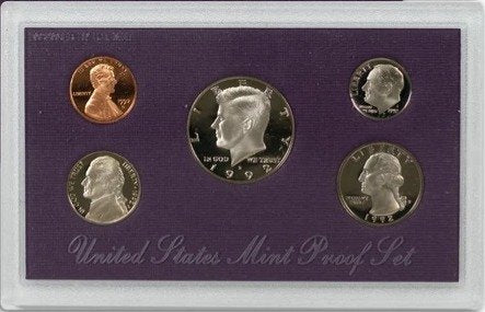 1992-S Clad Proof Set, 5 Coins 11018.OGP — Reverse