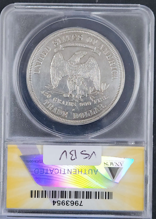 1876-S Trade Dollar AU 55 Details (Mounts Removed, Cleaned) ANACS VSBV — Reverse