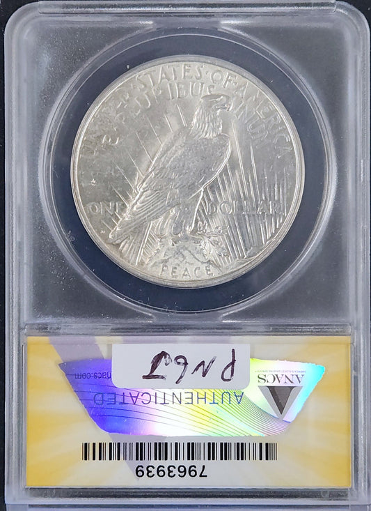 1927-D Peace Dollar MS 60 Details (Cleaned) - ANACS PN6J — Reverse