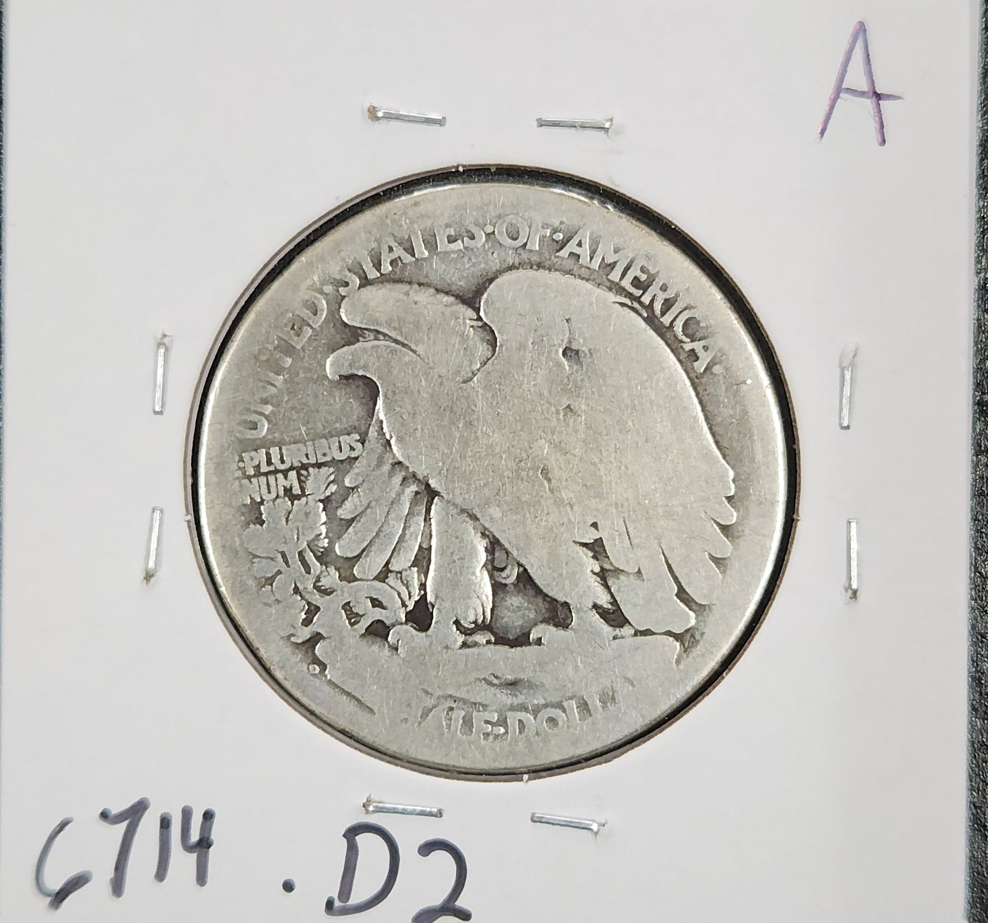1917-D Rev MM Walking Liberty Half Fair — Reverse