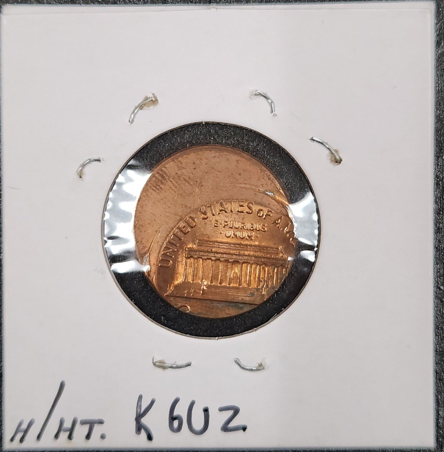 Lincoln Cent Off Center Mint Error K6UZ — Reverse