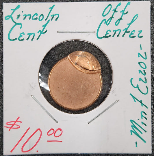 Lincoln Cent Off Center Mint Error 3XUA — Obverse
