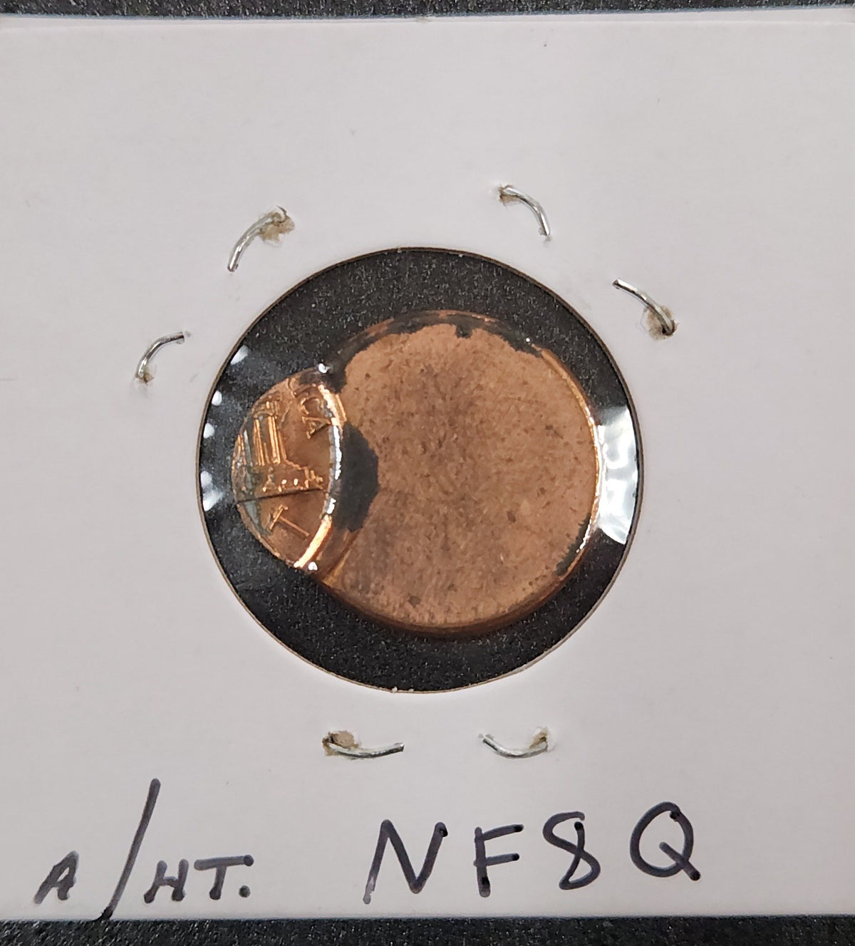 Lincoln Cent Off Center Mint Error NF8Q — Reverse