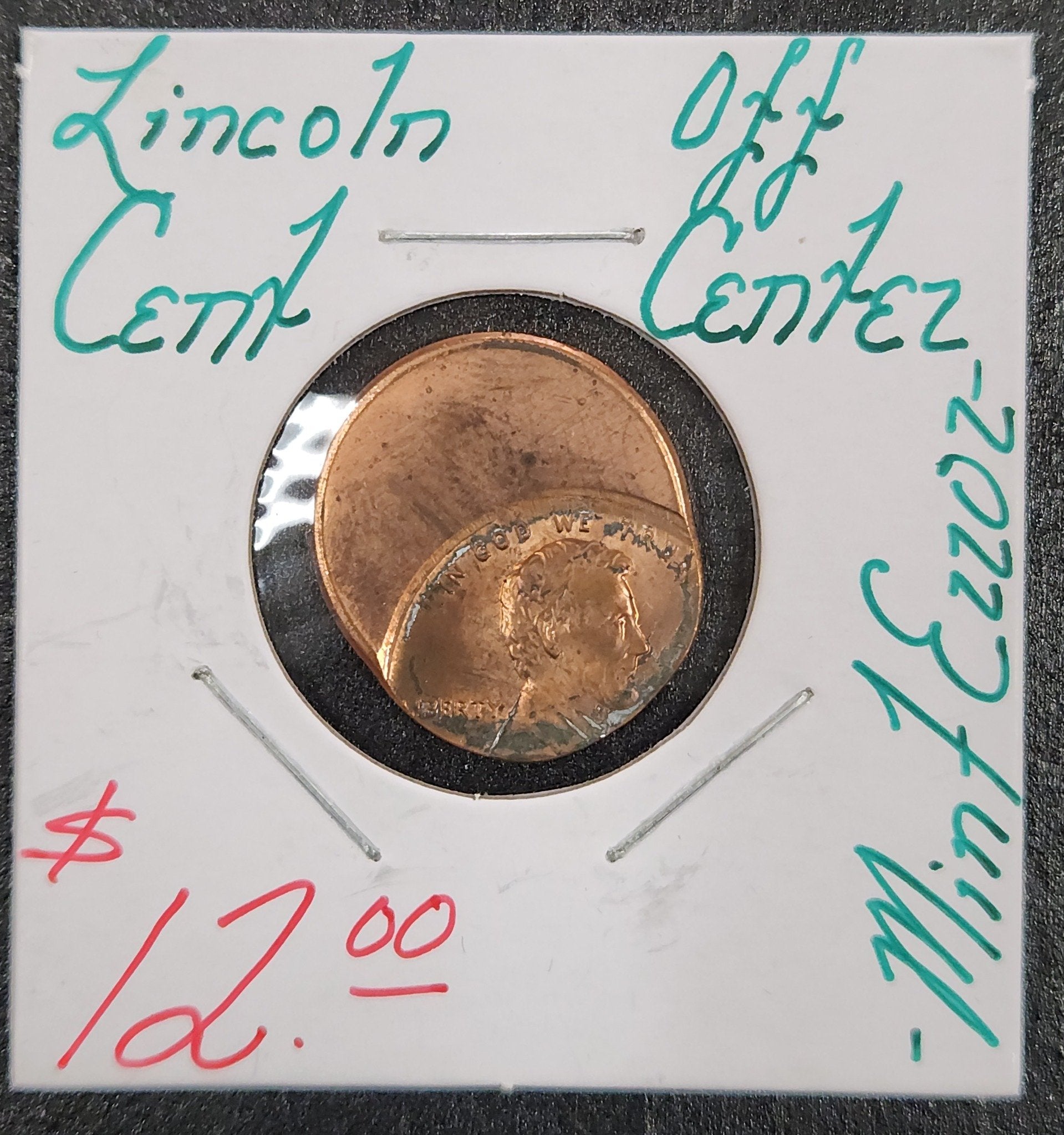 Lincoln Cent Off Center Mint Error 8Q8K — Obverse