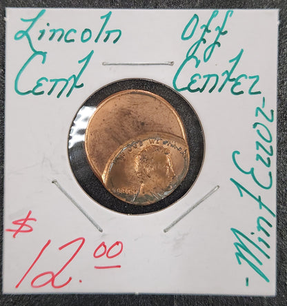 Lincoln Cent Off Center Mint Error 8Q8K — Obverse
