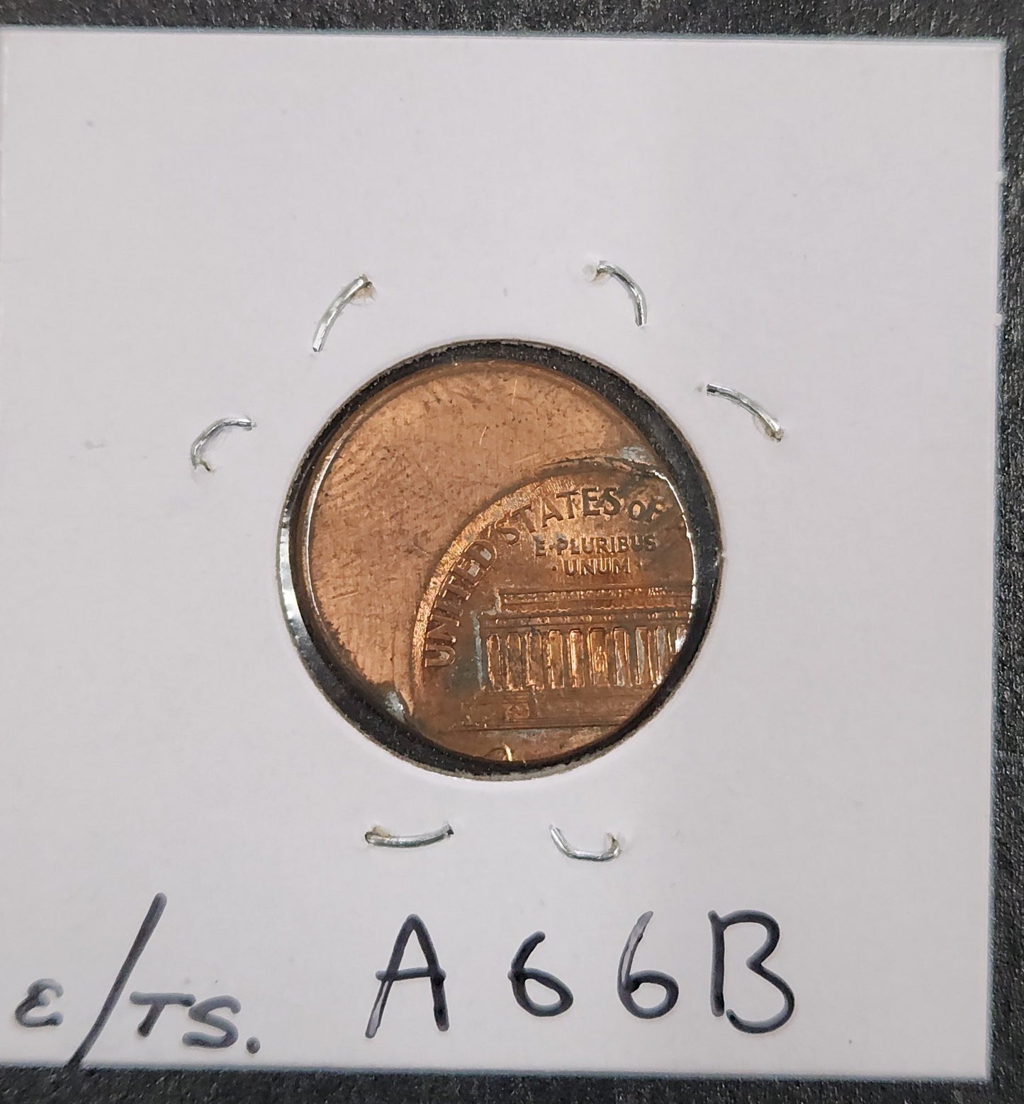 Lincoln Cent Off Center Mint Error A66B — Reverse
