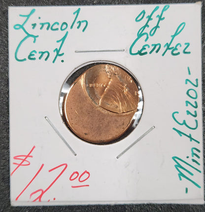 Lincoln Cent Off Center Mint Error ZMPH — Obverse