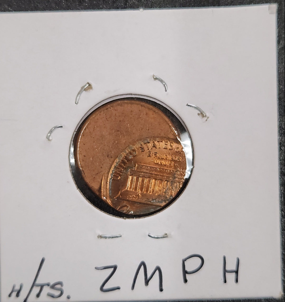 Lincoln Cent Off Center Mint Error ZMPH — Reverse