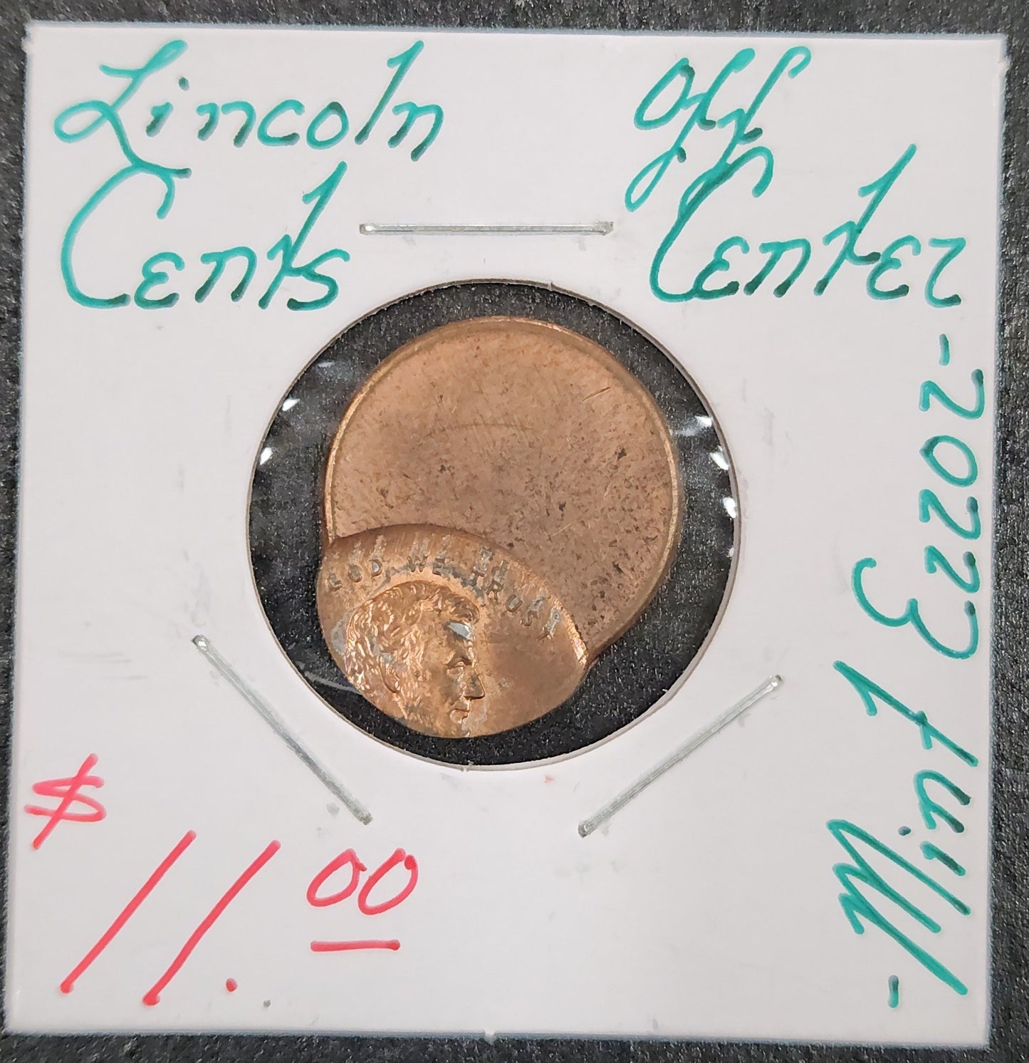 Lincoln Cent Off Center Mint Error Z23Y — Obverse