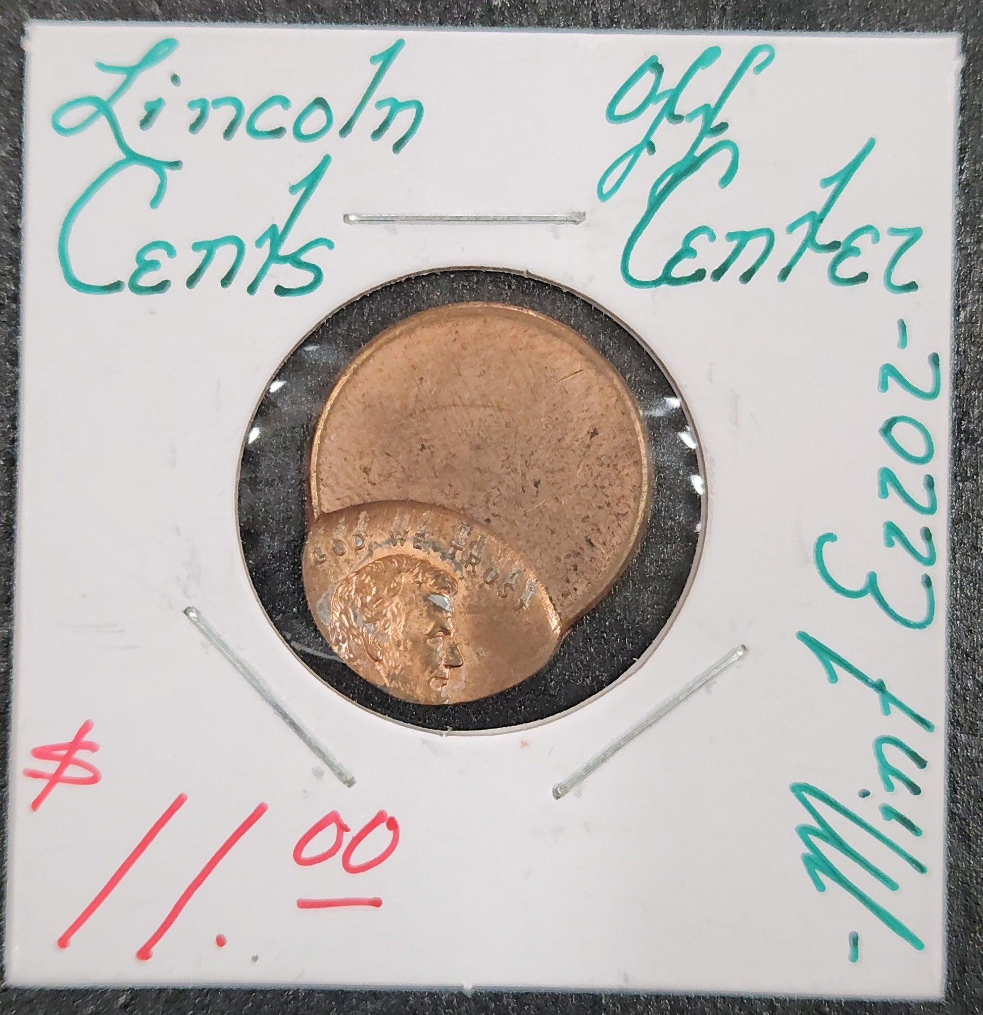 Lincoln Cent Off Center Mint Error Z23Y — Obverse