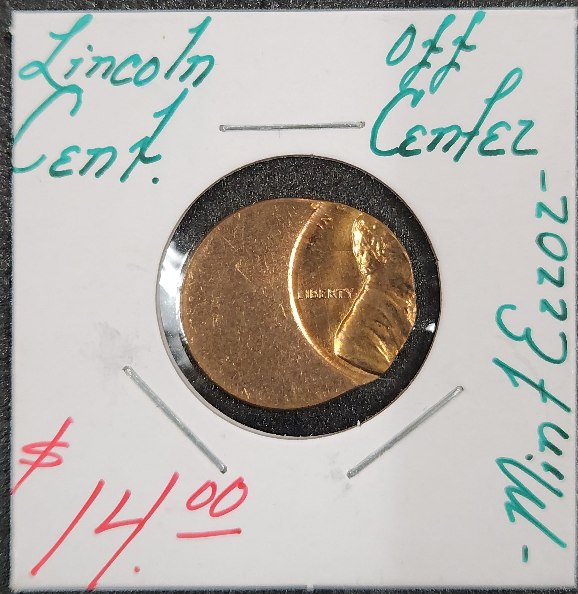 Lincoln Cent Off Center Mint Error ZGFF — Obverse