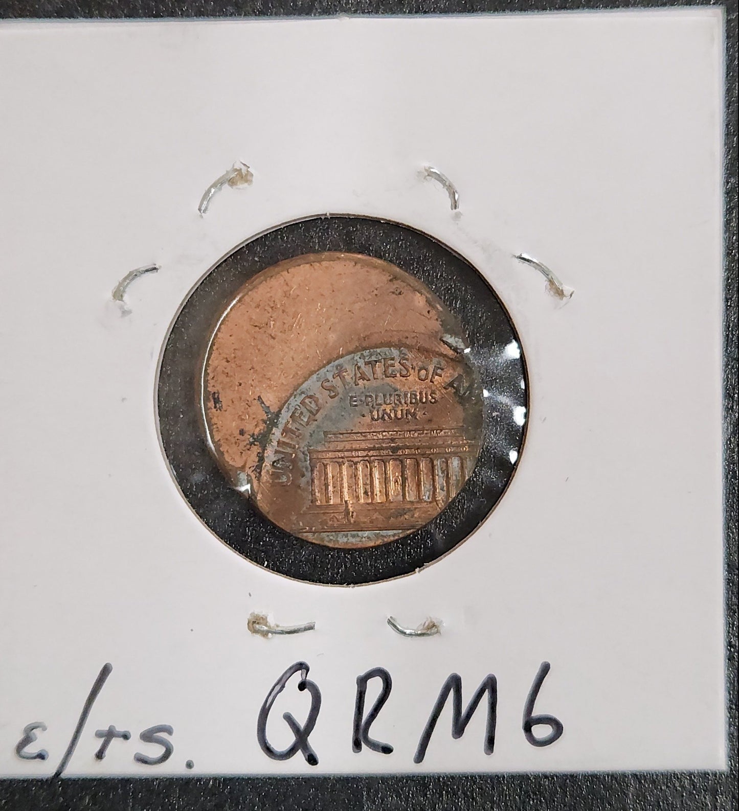 Lincoln Cent Off Center Mint Error QRM6 — Reverse
