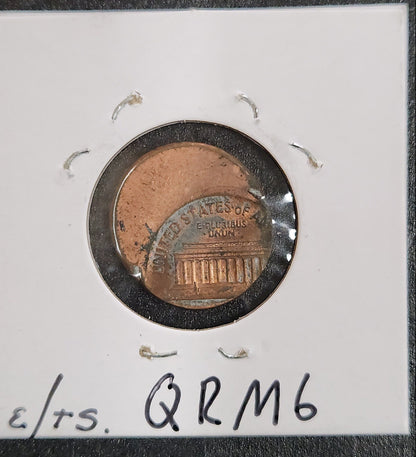 Lincoln Cent Off Center Mint Error QRM6 — Reverse