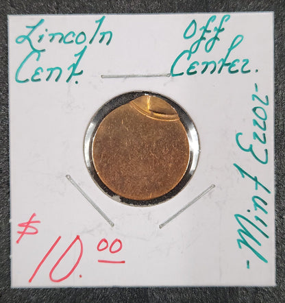 Lincoln Cent Off Center Mint Error 8AZ2 — Obverse