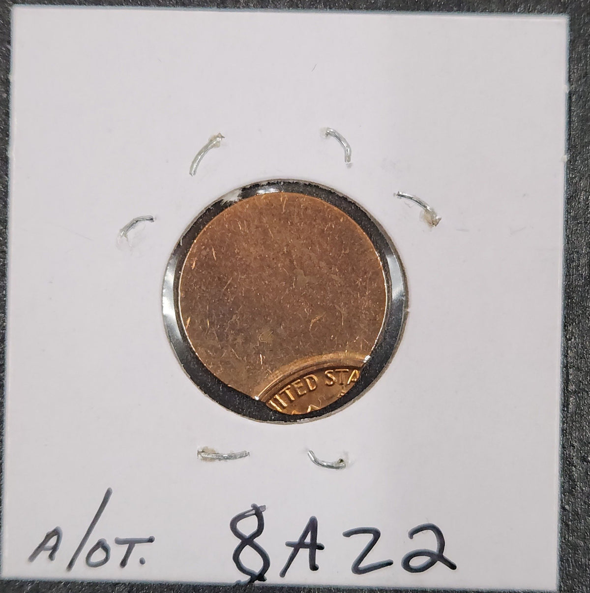 Lincoln Cent Off Center Mint Error 8AZ2 — Reverse